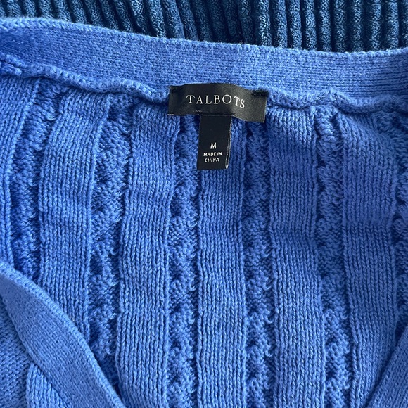 Talbots Flowers Blue Embroidered Cardigan - Picture 2 of 7